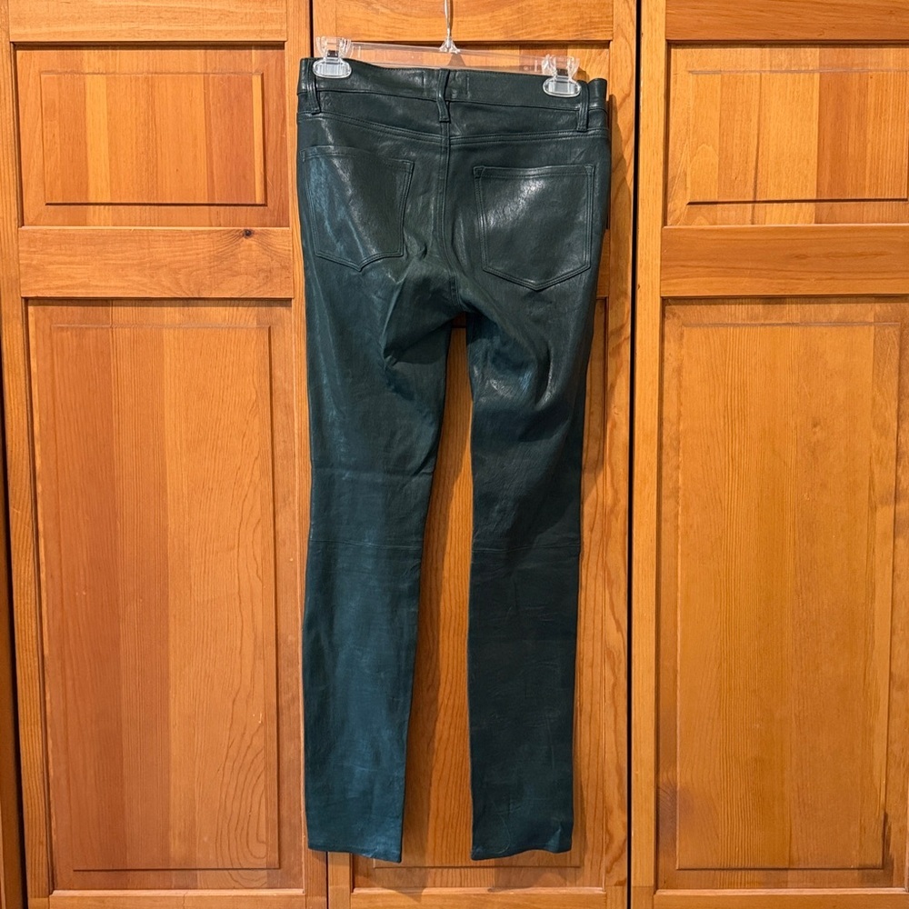 FRAME Le Skinny De Jeanne Green Lamb Leather Pants - Picture 4 of 6